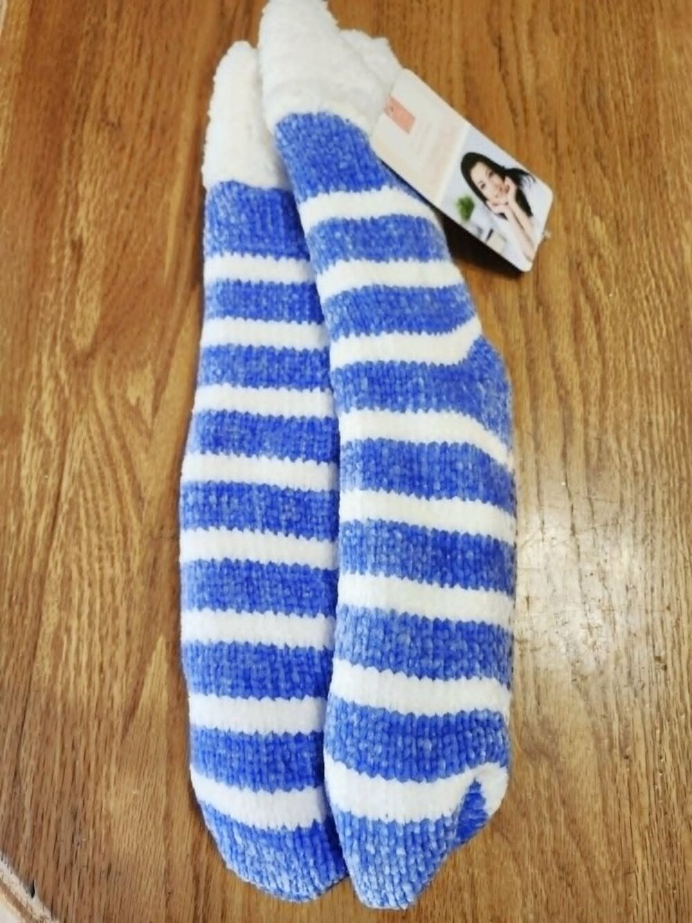 Chenille Slipper Socks thick warm cozy comfy size 8-10 L-XL Sherpa Lined gripper